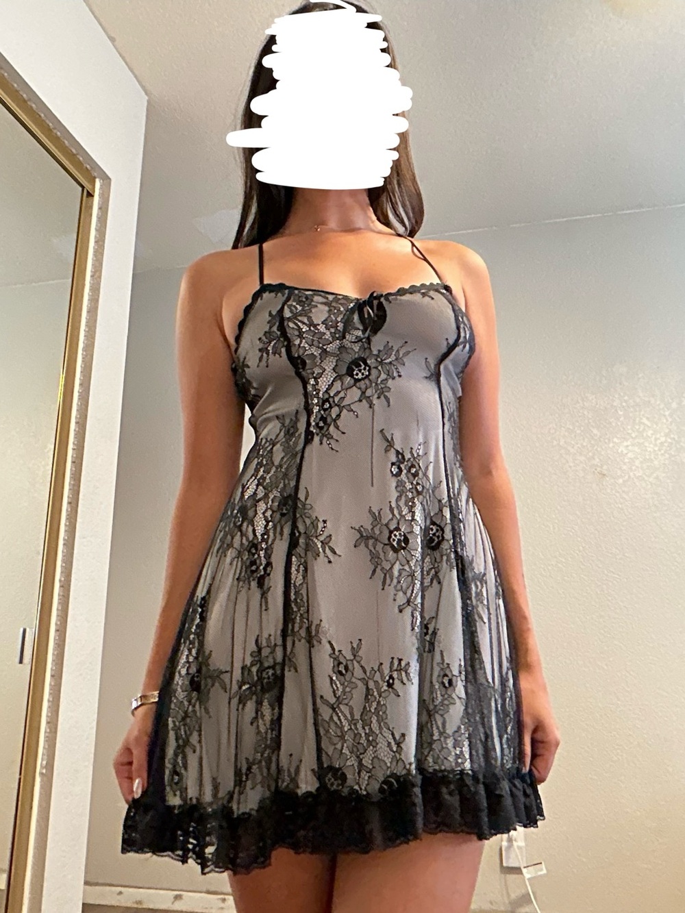 Sheer Black Lace Chemise Nightdress - Women's Intimates